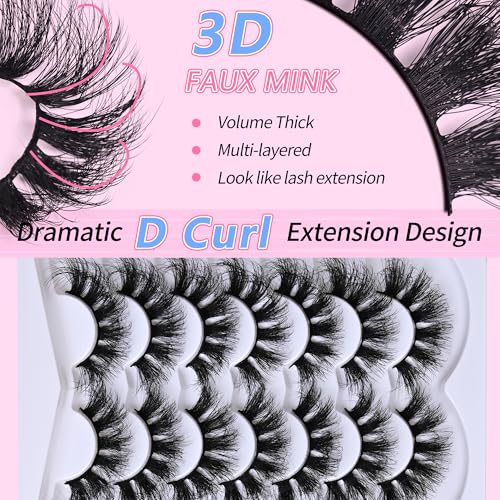 14 Pairs Thick Long Lashes False Eye Lashes Mega Look 5D Volume Dramatic 24mm Waterproof 100D Eyelash Clusters Soft Fake Eyelashes Pack by Yaiseiko