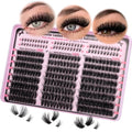 Lash Clusters Volume Cluster Eyelash Extensions D Curl Waterproof Individual Lashes 240pcs Fluffy Faux Mink Cluster Lashes and 60pcs Bottom Lashes for DIY Eyelash Extension