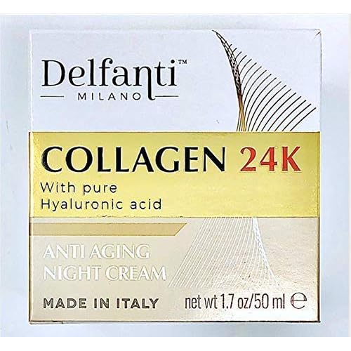 Delfanti-Milano ? COLLAGEN 24K ? Anti-Aging Night Cream ? Face and Neck Moisturizer with pure Hyaluronic Acid ? Made in Italy