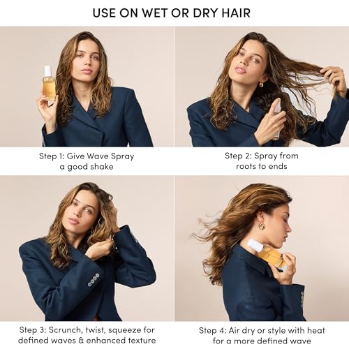 OUAI Wave Spray Bundle - Texture Spray for Hair with Coconut Oil & Rice Protein - Adds Texture, Volume & Shine for Beach Waves - Paraben Free, Safe for Color Treated Hair (2 Count, 3 Oz/6 Oz)