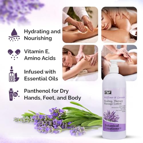 PRO NAIL - Healing Therapy Massage Lotion - Professional Pedicure, Body and Hot Oil Manicure, Infused with Natural Oils, Vitamins, Panthenol and Amino Acids (Lavender, 32 Ounce)