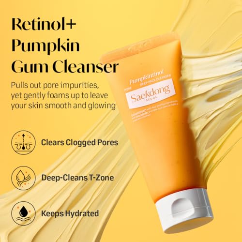 Pumpkintinol Pore Deep Gum Cleanser | Face Cleanser & Mask in One | Gentle Exfoliation with Rice Bran Powder | Deep Cleansing, Pore Care, & Radiance Boosting (120ml / 4.05 fl. oz.)