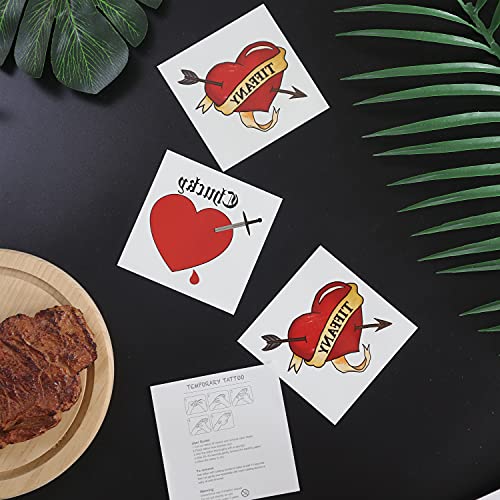 Pandecor Bride Heart Tiffany Heart Temporary Tattoos Stickers for Halloween Costume Cosplay (heart tattoos and necklace)
