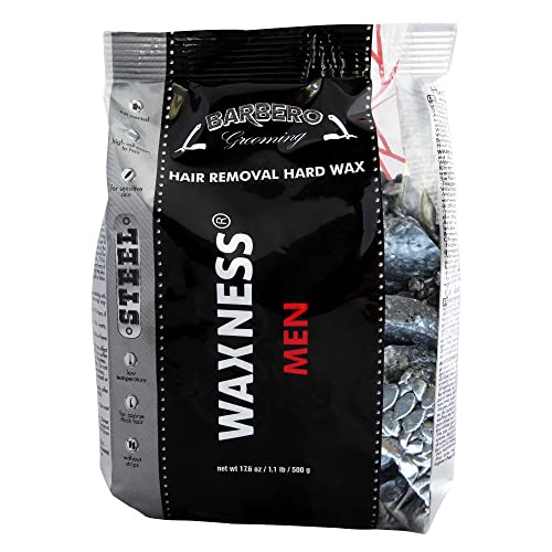 Waxness Barbero Steel Hard Wax Beads 1.1 lb (500 g) ? Stripless Hard Wax for Men¡¯s Grooming, Effective on Coarse Hair, Smooth Application, Professional Use ? Made in Italy
