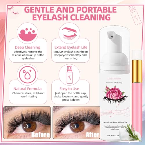 DIY Lash Extension Kit 340Pcs 9-18mm 30+40D Curl Lash with Lash Bond and Seal,Quick Glue Remover Lash Shampoo Cleansing Brush Headband Wristband Tweezers Eyelash Brush Mini Applicator