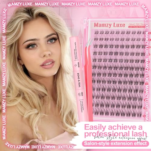 Natural Lash Clusters Kit Short Wispy Eyelash Clusters 8-14MM Clear Band Cluster Lashes Extensions Kit 120Pcs CC-Curly Daily Exquisite Eyelashes Clusters with Bond and Seal and Tweezers