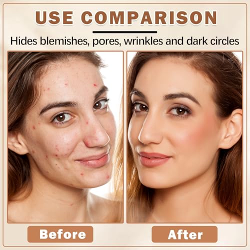 Airbrush Foundation Spray with Brush - Full Coverage Magic Minerals Airbrush Foundation for Smooth Radiant Finish, Hydrating Makeup for a Flawless, Natural Finish, Breathable (Nude)
