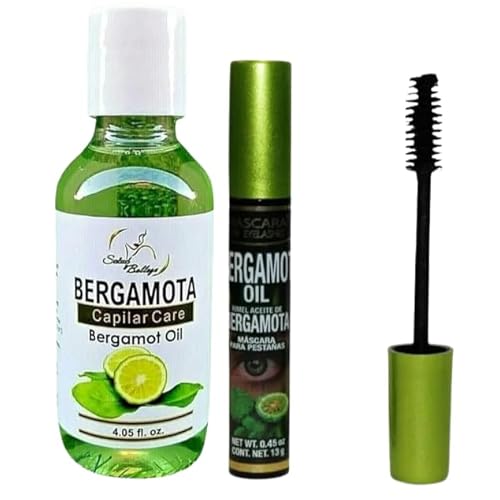 BERGAMOTA Oil Hair Care Bergamot oil ideal for hair, beard and mustache, 4.05oz + BERGAMOT OIL BLACK Waterproof Mascara, Strengthening 13g (4% silicon 1% pantenol) Mascara For eyelashes PESTANAS
