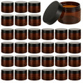 JMIATRY 50Packs 4OZ Plastic Amber Jars with Lids Refillable Ambers Plastic Jar 120ML/4 Ounce Empty Amber Plastics Containers for Cream, Cosmetic, Body Butter, Lotion