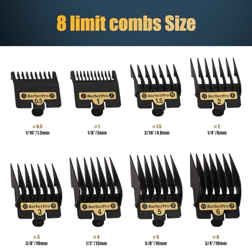 8PACK Premium Clipper Guards Compatible with BaByliss Barberology FX825, FX870, FX880, and FX673, Trimmer Replacement Guards for Babyliss Clippers, Black