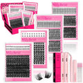 MilyBest Lash Clusters Kit 808Pcs Eyelash Clusters with Spikes and Bottom Lashes Clusters D Curl 4 Styles Lash Kit Fluffy DIY Individual Eyelashes Glue Wispy Cluster Eyelash Extensions Kit De Pesta?as
