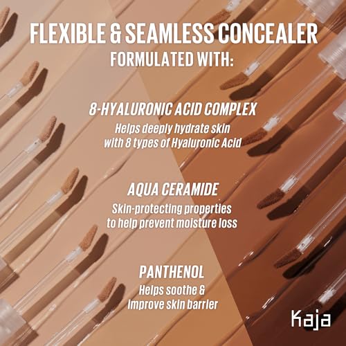 KAJA Liquid Concealer - Don't Settle 04 Waffles | with Aqua Ceramide, Hydrating, Buildable, Lightweight, Seamless Coverage, Dark Circles Cover Up, Under Eye, Dark Spot Corrector Makeup, 0.21 Oz
