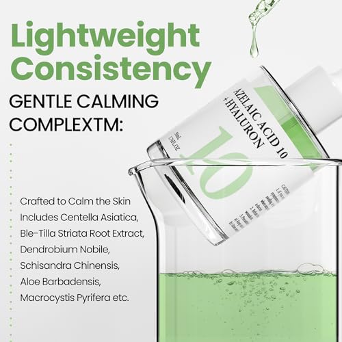 1.76 fl oz Azelaic Acid 10 Hyaluron Redness Balancing Serum, Facial Serum for Uneven Skin, Hyaluronic Acid, Niacinamide