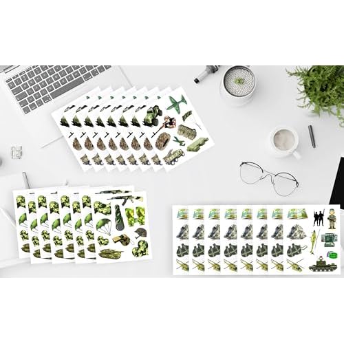 CupaPlay 290 PCS Camouflage Tattoos Temporary Stickers for Kids - Army Theme Party Supplies Decorations Birthday Baby Shower Party Favors Goodie Bag Stuffers Favors Prize(30 Sheets)