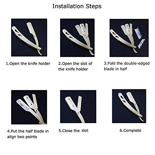 Stainless Steel Straight Edge Barber Shaving Razor Sicastar¢ç Folding Straight Razor Single Edge Replaceable Blades fit for All of Double Edge Razor Blades (Silver)