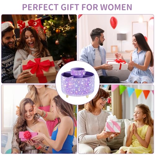 Bling 360¡Æ Rotate Makeup Brush Holder Organizer, Makeup Organizers Countertop, Makeup organization and Skincare Storage for Vanity, Gift for Women Girls (Bling dz-Purple)