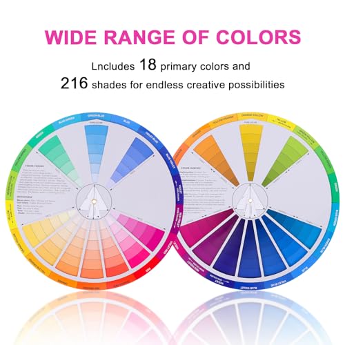 Color Wheel, Creative Color Wheel, Paint Mixing Learning Guide, Art Class Teaching Tool for Makeup Blending Board Chart Mix Colours 9.1 Inch