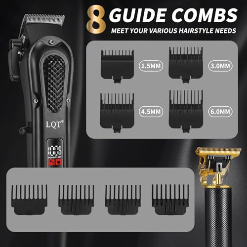 LQT¢ç Men's Professional Hair Clippers Kit£¬Cordless & Corded Barber Clippers Set£¬Grooming Rechargeable Beard Trimmer with Adjustable Blade Black