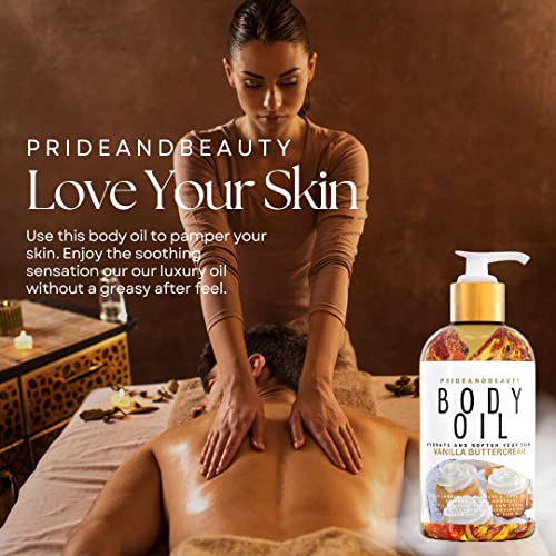 PrideandBeauty After Shower Oil. Skin Hydrating Oil. Body Oil Scented. Body Oils For Women Dry Skin. (Vanilla Buttercream)