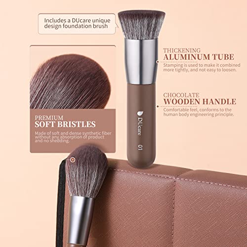 DUcare Makeup Brushes Professional with Bag + DUcare Foundation Brush Contour Makeup Brushes