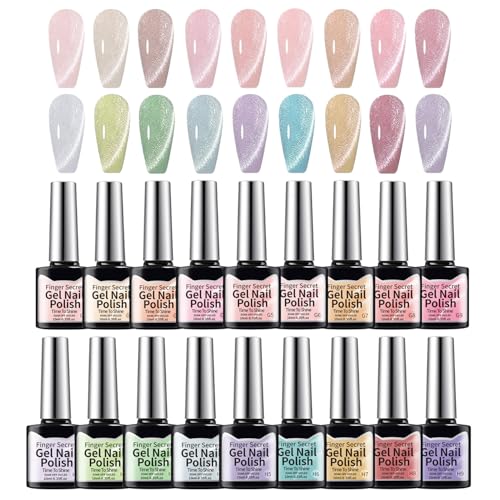 10ml Gel Cat Eye Nail Polish Kit - 18Pcs Cat Eye Magnetic Nail Polish With Magnetic Iron Rod Double Ended Nail Tool, Long-Lasting and Non-Fading Creating Fashionable Manicures