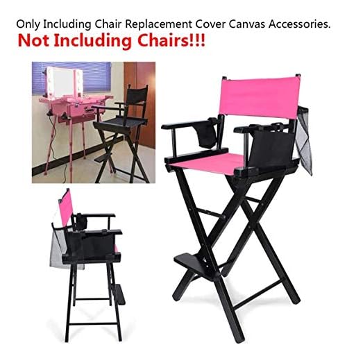 STAY GENT 5 in 1 Accessories Set for Makeup Artist Chair, (not Including Chair) Deep Pink Replacement Cover Canvas, 2 Portable Side Storage Bags and Hanging Mesh Bag