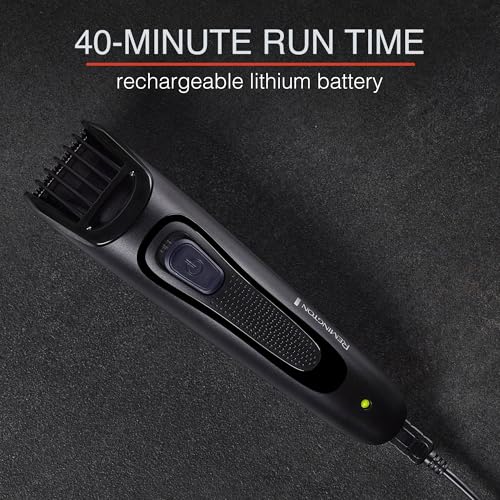 Remington Rechargeable Beard Trimmer Kit for Mustaches, Nose Hair, and Light Detailing and Grooming with Bonus Battery Nose Trimmer