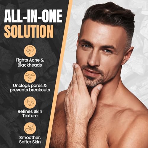 Men¡¯s Charcoal Exfoliating Face Scrub ? Gritty Facial Cleanser With Pumice & Sugar - For Blackheads, Oil Control, Acne, Rough Skin, Clogged Pores & Post-Shave Bumps