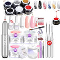 Saviland Builder Nail Gel Set with Nail Drill ? 6 Colors Spider Gel with Nail Art Brushes 3Pcs Hard Gel(VE&VB5&Kerain) Clear Pink Nudes Builder Nail Gel with Lamp Nail Brush for Nail Extension Shaping