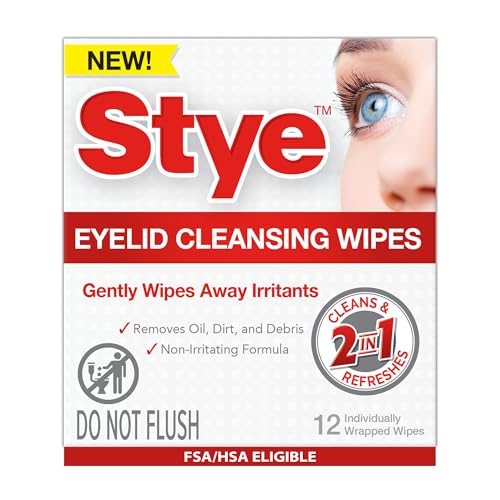 Stye Cleansing Eyelid Wipes ? Individually Wrapped Face Wipes Gently Remove Oil, Dirt & Other Contaminants, 12 Count