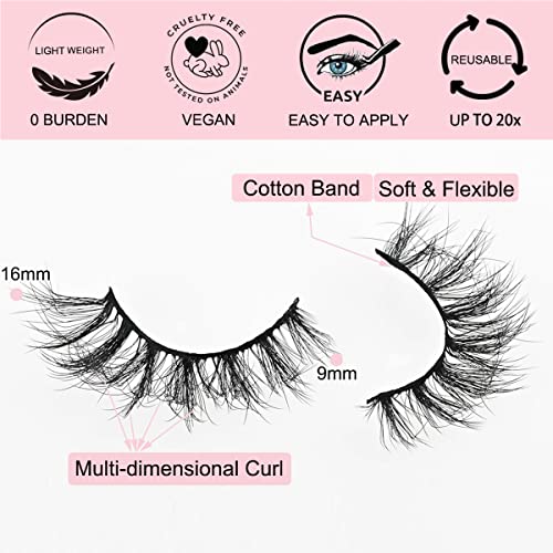 Lashes Fluffy Mink Eyelashes Natural Look 5D Faux Mink False Lash Bulk Cat Eye Fake Eyelash Wholesale Soft Wispy Strip Eye Lashes with Individual Portable Lash Pack
