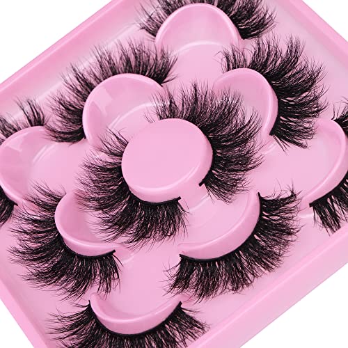 Focipeysa 3D Mink Lashes Fluffy False Eyelashes Dramatic Lashes Mink Strip Lashes Round Shaped and Fluttery Fake Eyelashes 18mm Length Reusable Lash
