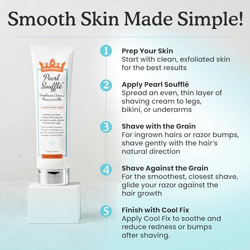 Shaveworks Pearl Souffl? Shaving Cream for Women ? Soothing, Hydrating Shave Lotion for Legs, Underarms, Bikini Area ? Reduces Irritation, Slows Future Hair Growth 5.3 Fl Oz
