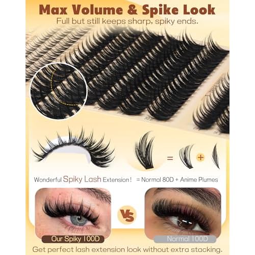 Lash Clusters Kit Manga Eyelash Clusters 300pcs DIY Lash Extension Kit with Bottom Lashes 12-20mm Anime Cluster Lashes Volume Fairy Eyelash Extensions Kit with Bond,Seal,Tweezers by TOOCHUNAG