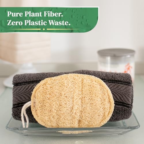 Natural Loofah Exfoliating Sponge (4 Pack) - Organic Loofah for Body - Biodegradable Shower Luffa - Natural Bath Sponges Loufa - Estropajos para el Cuerpo