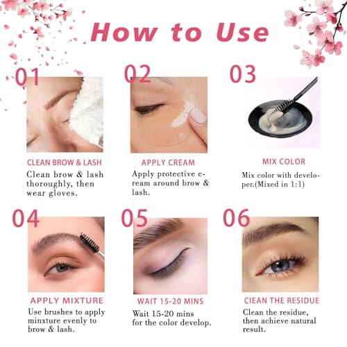 Black Eyebrow Color Kit for Women Waterproof Instant Result Lash Color Kit Salon or Home Use