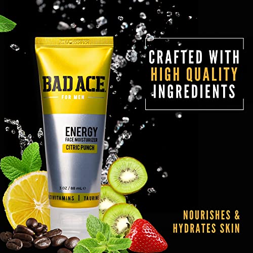 BAD ACE Moisturizer Bundle | Face Moisturizer for Men | Korean Skin Care, Men's Face Care Kit | Vitamin & Charcoal Men's Moisturizer Set