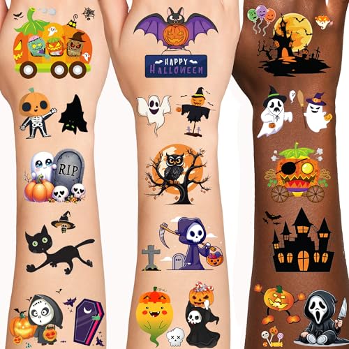 Halloween Temporary Tattoos, Holiday Tattoos, Halloween Party Favors, Party Decorations, Spooky Decorations, Holiday Stocking Stuffers Goodie Bag, Gifts Accessories for Kids Adults