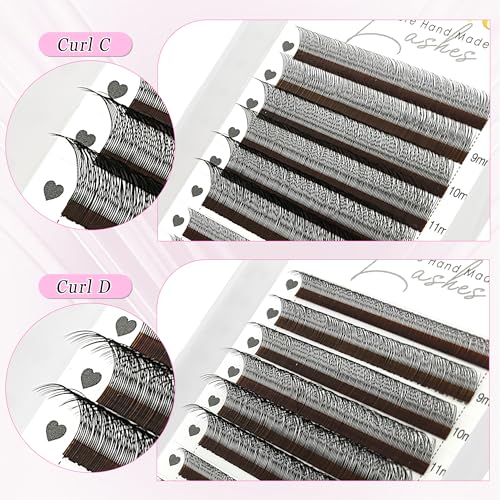 CoMango Fox EyeLashes Extension 2D Fans Flying YY Lashes Y Shaped Wispy Lashes Foy YY Lashes Mink Premade Lash Fans C/D Curly Natural Fluffy Handmade Individual Eyelash Fans(Black,2D-LC-mix8-13mm)
