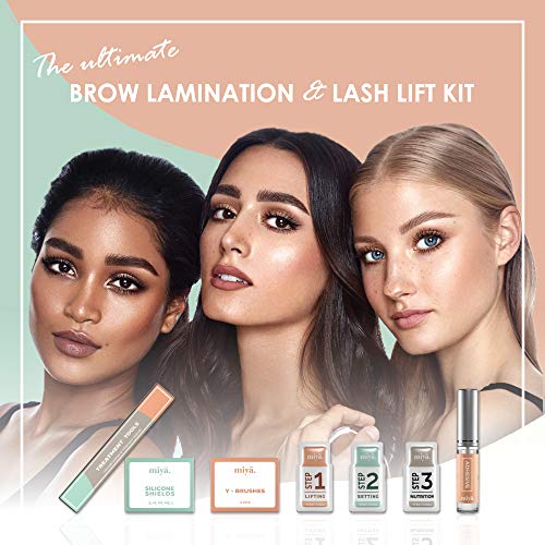 MIYA LASH 2 in 1 Lash Lift & Brow Lamination Kit | Instant Fuller Eyebrows, Eyelashes | Salon Result lasts 8 weeks | Professional LVL, Perm, Laminate with Silicone Shields, Lash Picks