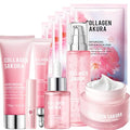 Sakura Skincare Kit, 11Pcs Skin Care Set with Cleanser, Toner, Serum, Cream, Eye Cream, Lip Balm & Masks. Skincare Gift Set for Teens & Women, Moisturize & Smooth Skin (11Pcs, Cherry)