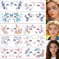 12 Sheets Glitter Butterfly Temporary Tattoos Sticker for Women Eye Face Makeup Decoration, Flash Fairy Body Art Shiny Butterflies Waterproof Fake Tattoos for Festival Party Eye Decor Q996