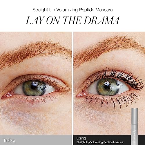 RMS Beauty Straight Up Volumizing Peptide Mascara ? Black, Lash-Lengthening & Thickening Formula, Nourishing Peptides, Waterproof, Vegan & Cruelty-Free, 8ml (Pack of 2)