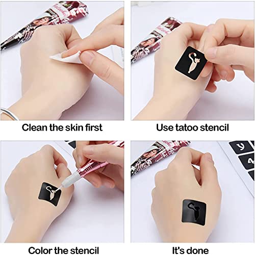 Temporary Tattoo Stencils Reusable for Women Girls, 344 PCS Henna Tattoo Stencil Kit, Temporary Glitter Tattoo Stencils for Face Body Paint DIY