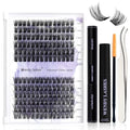 WENDY Lash Extension Kit Lash Clusters Kit D Curl Cluster Lashes 2 Styles Individual Lashes with Lash Bond and Seal Lash Applicator Lash Glue Remover Brush Eyelash Clusters(Fashion/Warm-D Kit,12-16mm)