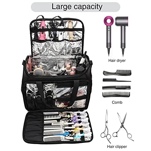 Professional Hairdressing Bag,Hairstylist Travel Bag,Cosmetics Beauty Hairdresser Bag with Shoulder Strap,Hair Makeup Salon Organizer Bag for Barber Insulation Material
