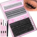 Lash Clusters with Spikes Kit with Bottom Eyelash Extensions Thick Volume Eyelash Clusters Kit Wispy Individual Lash Extensions Kit with Lash Bond and Seal (12mm-19mm, 312Pcs)