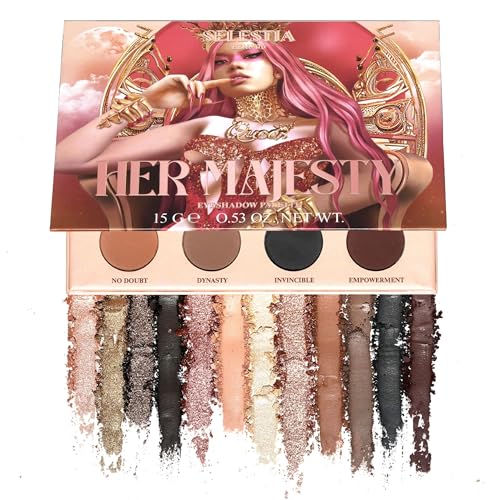 Nude Eyeshadow Palette Her Majesty ? 12 High Pigment, Blendable Shades ? Long-Lasting & Smudge-Proof ? Matte, Satin, Shimmer & Glitter Finishes ? 0.47 oz
