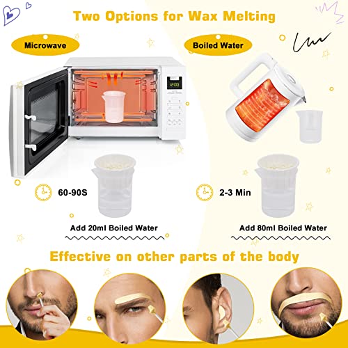 Nose Wax Kit Men and Women with 30 Applicators (20-30 Uses), Nose Hair Wax Kit for Nose & Ear Hair Removal, Painless & Fast, Long-Lasting Results Up to 5 Weeks (120g Nose Wax)