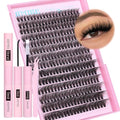 JIMIRE 50D Fluffy Eyelash Extension Kit 280Pcs Volume Lash Clusters Kit Mink Lash Extension Kit with Lash Bond and Seal D Curl Cluster Eyelash Extensions Soft 9-16MM Individual Eyelash Clusters Kit